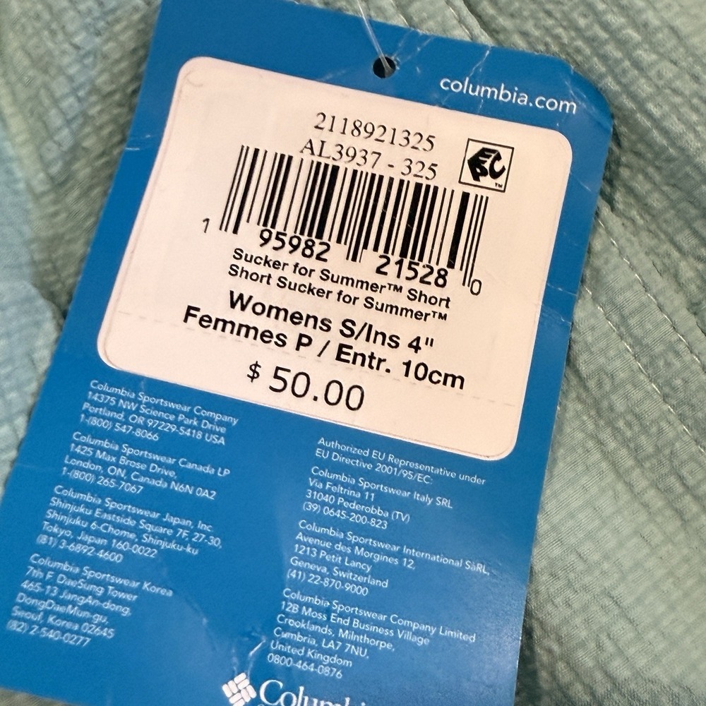 Columbia NWT Sucker For Summer Shorts Aqua Blue 4" Women's Sz Small S Pull On - Picture 3 of 6